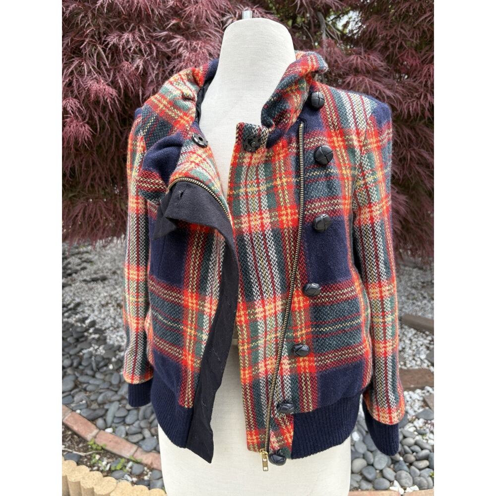 L.A.M.B. Gwen Stefani Jacket Wool Plaid Vintage 2008 Asymmetrical Zipper Size 8 - Picture 10 of 13